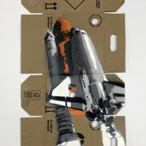 space shuttle spray paint and stencil on repurposed montana 94 box by rich cihlar