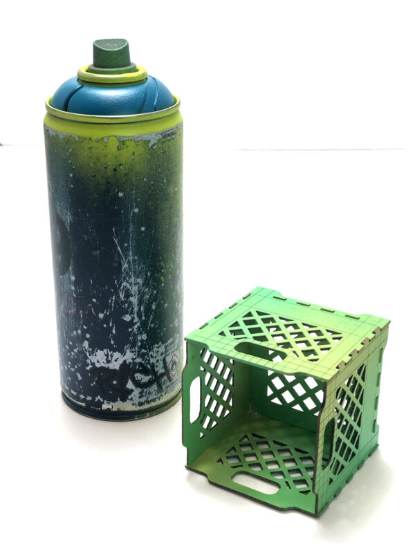 Spray paint can art bee and milk crate