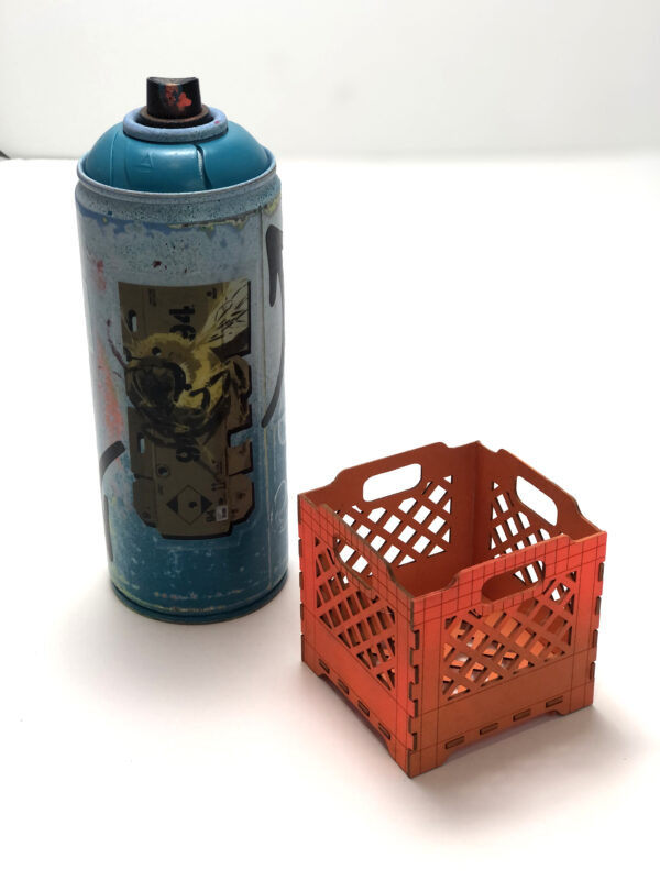 Spray paint can art bee and milk crate