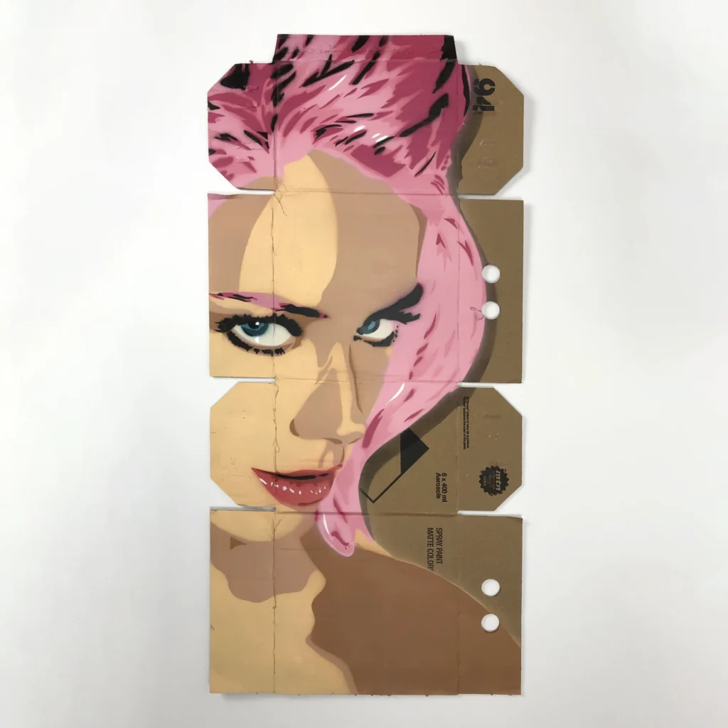 portrait spray paint and stencil on mtn 94 box