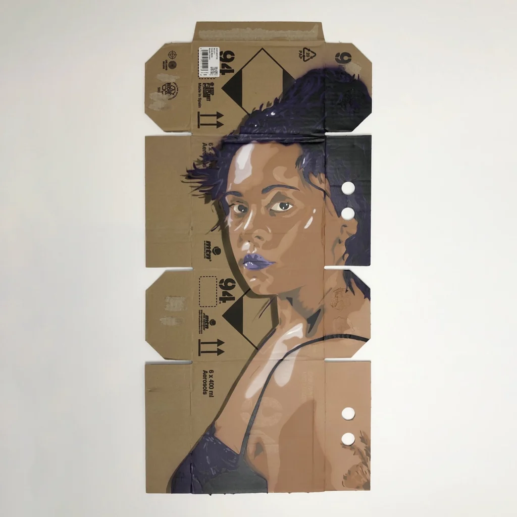 aireonna portrait spray paint stencil on mtn 94 box