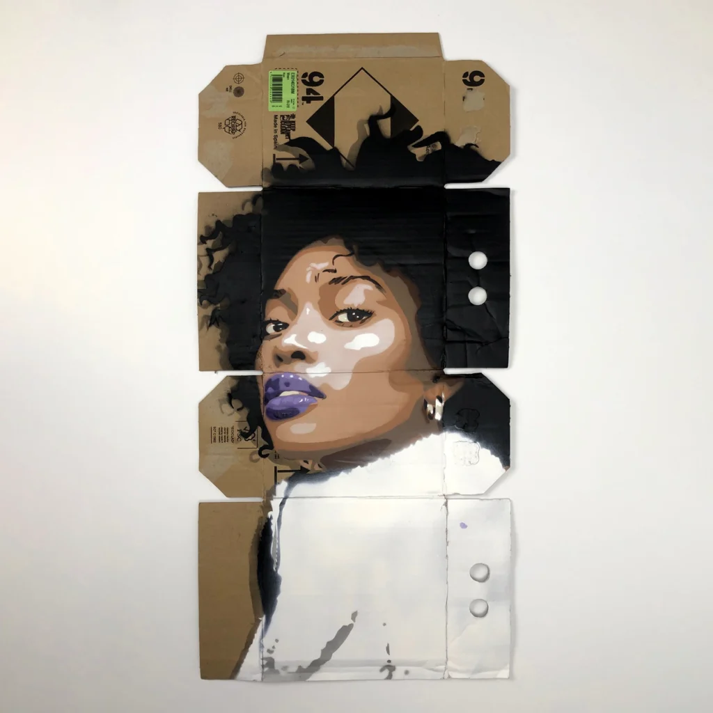 Woman with Purple Lipstick on Mtn 94 Box