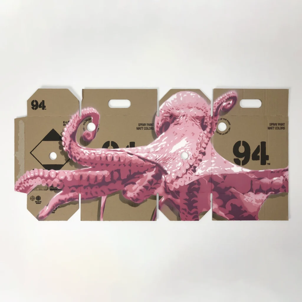 octopus spray paint stencil on mtn 94 box