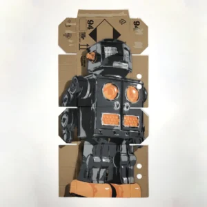toy robot spray paint and stencil on mtn 94 box