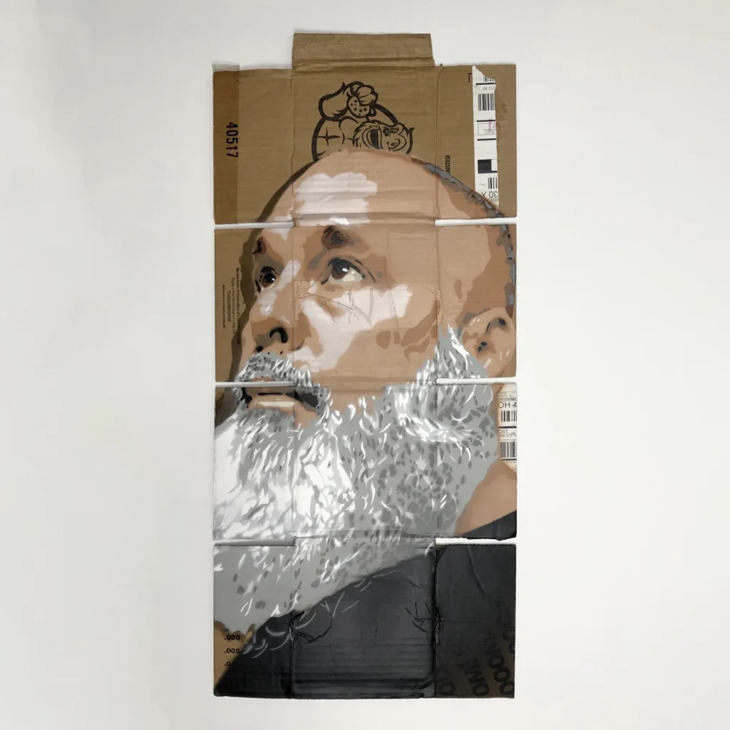tim spray paint stencil on cookie box