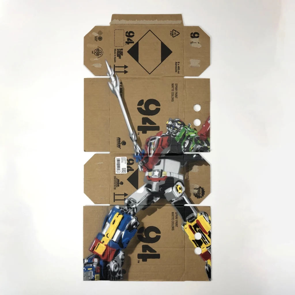 voltron spray paint stencil art on montana 94 box