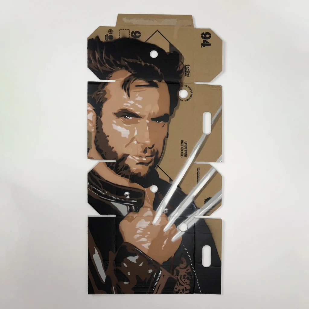 wolverine spray paint stencil art on montana 94 box